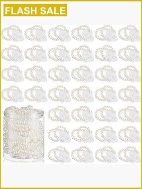 64 Pack Elastic Pearl Corsage Wristlets for Wedding Prom DIY Bracelets